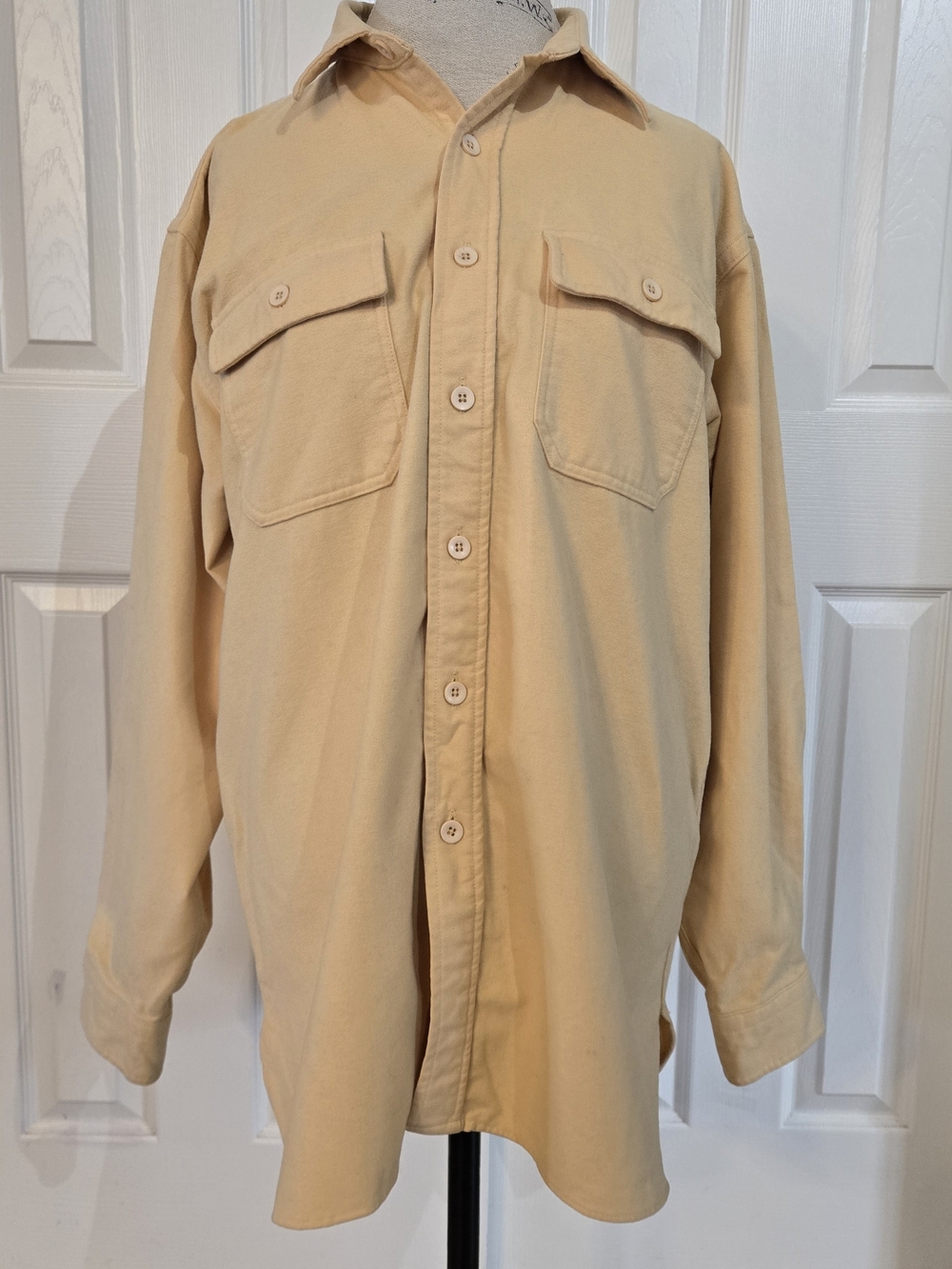 Men’s Vintage-Style Heavyweight Cotton Shirt Jacket Yellow Long Sleeve L